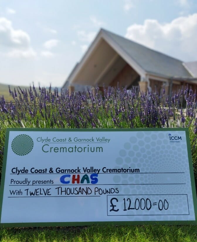 Clyde Coast & Garnock Valley Crematorium donate £12000 to CHAS (Childrens Hospices Across Scotland)